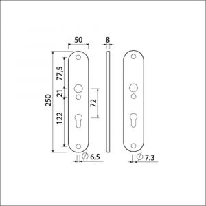 Ami 250/50/8/1 langschild aluminium profielcilinder PC 72 F1 R6,5/R7,3 215316