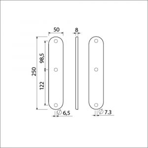 Ami 250/50/8/1 langschild aluminium geheel blind F1 R6,5/R7,3 215330