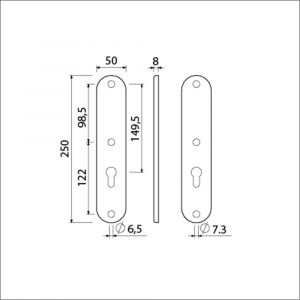 Ami 250/50/8/1 langschild aluminium zonder krukgat profielcilinder PC 72 F1 R6,5/R7,3 215346