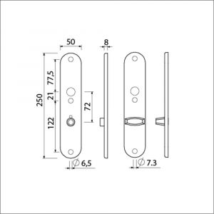 Ami 250/50/8/1 langschild aluminium toilet- en badkamersluiting WC 8x72 mm F1 R6,5/R7,3 215397