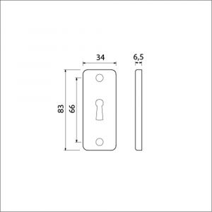 Ami 4 RH sleutelrozet aluminium rechthoek sleutelgat SLG F1 216402