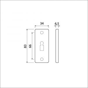 Ami 4 RH sleutelrozet aluminium rechthoek bontebaard BB F1 216403