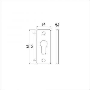 Ami 4 RH cilinderrozet aluminium rechthoek profielcilinder PC F1 216404