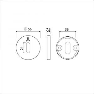 Ami Klik rond sleutelrozet aluminium sleutelgat SLG F1 216602