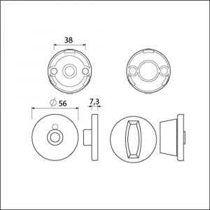 Ami Klik rond vrij- en bezetrozet aluminium toilet- en badkamersluiting WC 8 mm F1 216607