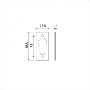 Ami 4 Vlak cilinderrozet aluminium afdekplaatje nummer 4 vlak profielcilinder PC gat F1 217034