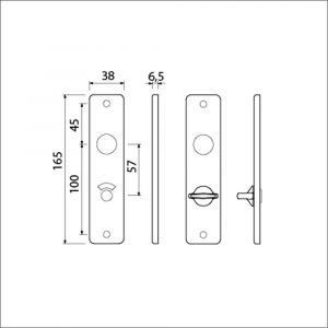 Ami 165/4 RH kortschild aluminium rondhoek toilet- en badkamersluiting WC 5/57 mm F2 221061