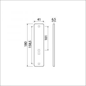 Ami 180/41 RH kortschild aluminium rondhoek zonder krukgat sleutelgat SLG 56 F2 222232