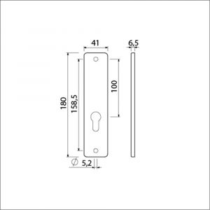 Ami 180/41 RH kortschild aluminium rondhoek zonder krukgat profielcilinder PC 55 F2 222243