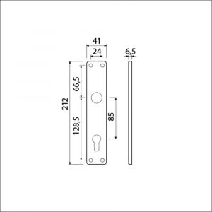 Ami 212/41 RH langschild aluminium rondhoek profielcilinder PC 85 F2 223117