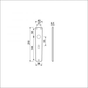 Ami 218/3 RH langschild aluminium rondhoek bontebaard BB 55 F2 223203