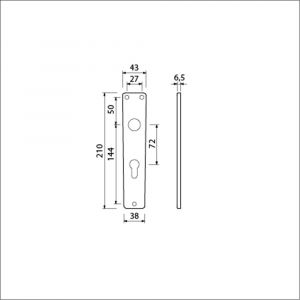 Ami 218/3 RH langschild aluminium rondhoek profielcilinder PC 72 F2 223216