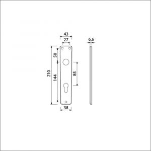 Ami 218/3 RH langschild aluminium rondhoek profielcilinder PC 85 F2 223217