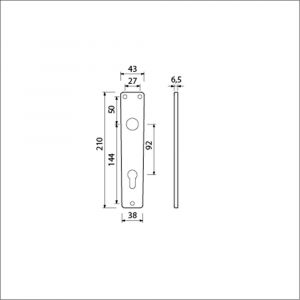 Ami 218/3 RH langschild aluminium rondhoek profielcilinder PC 92 F2 223219