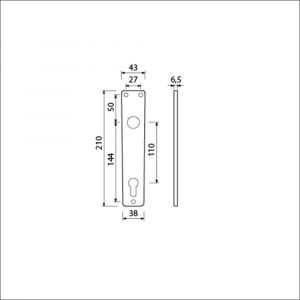 Ami 218/3 RH langschild aluminium rondhoek profielcilinder PC 110 F2 223221