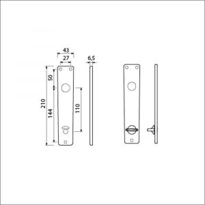 Ami 218/3 RH langschild aluminium rondhoek toilet- en badkamersluiting WC 218/3 RH 8x110 mm F2 223228