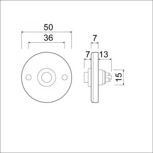 Ami 3 RH beldrukker aluminium rond rozet F2 296500