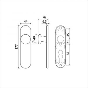 Ami 177/1 Klik knopkortschild aluminium knop 160/40 vast kortschild 177/1 blind Klik F1 311551