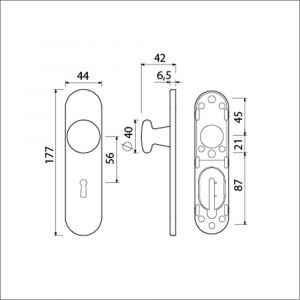 Ami 177/1 Klik knopkortschild aluminium knop 160/40 vast kortschild 177/1 sleutelgat SLG 56 Klik F1 311552