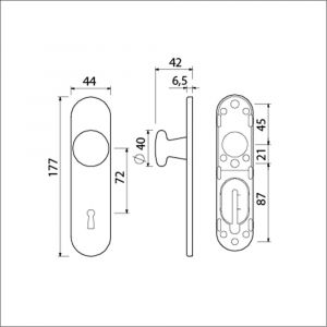 Ami 177/1 Klik knopkortschild aluminium knop 160/40 vast kortschild 177/1 sleutelgat SLG 72 Klik F1 311553