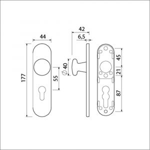 Ami 177/1 Klik knopkortschild aluminium knop 160/40 vast kortschild 177/1 profielcilinder PC 55 Klik F1 311554