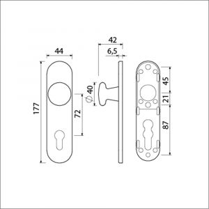 Ami 177/1 Klik knopkortschild aluminium knop 160/40 vast kortschild 177/1 profielcilinder PC 72 Klik F1 311556