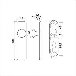 Ami 185/44 Klik knopkortschild aluminium knop 160/40 vast kortschild 185/44 Klik blind F1 311571