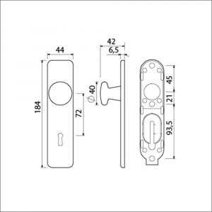 Ami 185/44 Klik knopkortschild aluminium knop 160/40 vast kortschild 185/44 Klik sleutelgat SLG 72 F1 311573