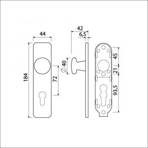 Ami 185/44 Klik knopkortschild aluminium knop 160/40 vast kortschild 185/44 Klik profielcilinder PC 72 F1 311576