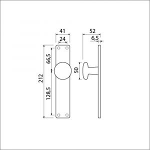 Ami 212/41 RH knoplangschild aluminium knop 160/50 vast langschild 212/41 RH rondhoek blind F2 313781