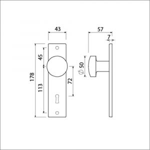 Ami 178/43 knopkortschild aluminium knop 169/50 vast kortschild 178/43 sleutelgat SLG 72 F1 322963