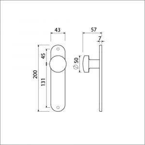 Ami 200/1/7 knoplangschild aluminium knop 169/50 vast langschild 200/1/7 blind F1 322971