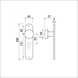 Ami 200/1/7 knoplangschild aluminium knop 169/50 vast langschild 200/1/7 profielcilinder PC 55 F1 322974