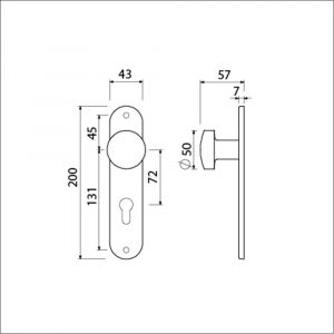 Ami 200/1/7 knoplangschild aluminium knop 169/50 vast langschild 200/1/7 profielcilinder PC 72 F1 322976