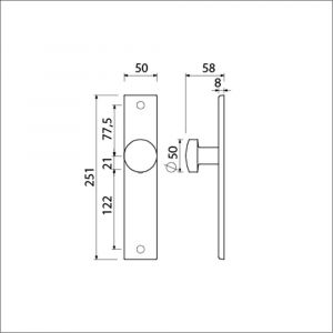 Ami 251/50/8 knoplangschild aluminium knop 169/50 vast langschild 251/50/8 blind R6,5 F1 323960