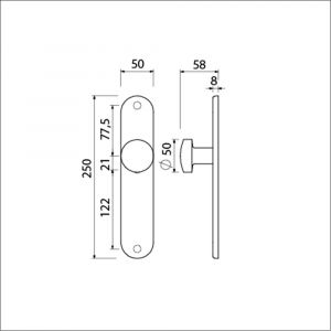 Ami 250/50/8/1 knoplangschild aluminium knop 169/50 vast langschild 250/50/1/8 blind R6,5 F1 323980