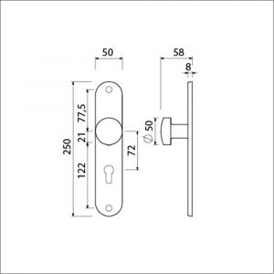 Ami 250/50/8/1 knoplangschild aluminium knop 169/50 vast langschild 250/50/8/1 profielcilinder PC 72 R6,5 F1 323986