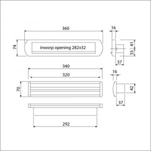 Ami EP 975 briefplaat-tochtklep met schacht aluminium F1 deurdikte 73-77 mm Climate Comfort 400571