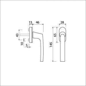 Ami 810 draai-kiep raamgreep aluminium 7x40 mm F1 425501