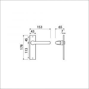 Ami KS 178/43-386 kruk-kruk garnituur deurkruk 386 Rota kortschild 178/43 blind F1 500102