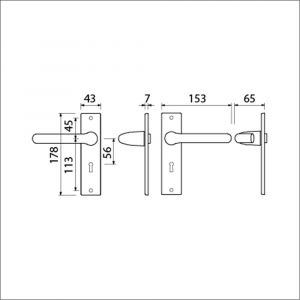 Ami KS 178/43-386 kruk-kruk garnituur deurkruk 386 Rota kortschild 178/43 sleutelgat SLG 56 F1 deurdikte 38-42 mm 500110