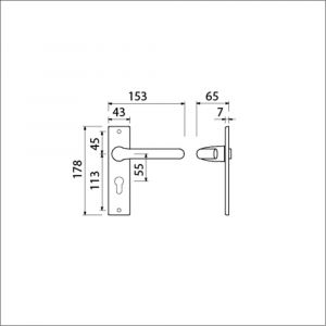 Ami KS 178/43-386 kruk-kruk garnituur deurkruk 386 Rota kortschild 178/43 profielcilinder PC 55 F1 500142