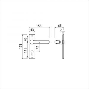 Ami KS 178/43-386 kruk-kruk garnituur deurkruk 386 Rota kortschild 178/43 profielcilinder PC 72 F1 500152