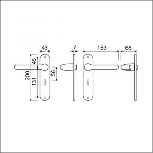 Ami LS 200/1/7-386 kruk-kruk garnituur deurkruk 386 Rota langschild 200/1/7 sleutelgat SLG 56 F1 deurdikte 38-42 mm 500310