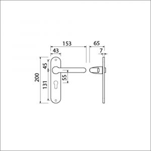 Ami LS 200/1/7-386 kruk-kruk garnituur deurkruk 386 Rota langschild 200/1/7 profielcilinder PC 55 F1 500342