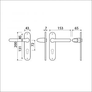 Ami LS 200/1/7-386 kruk-kruk garnituur deurkruk 386 Rota langschild 200/1/7 profielcilinder PC 72 F1 deurdikte 38-42 mm 500350