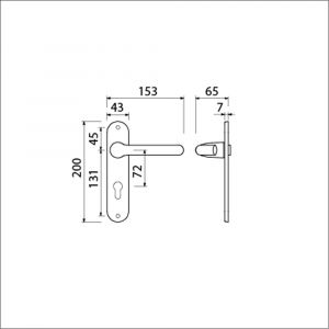 Ami LS 200/1/7-386 kruk-kruk garnituur deurkruk 386 Rota langschild 200/1/7 profielcilinder PC 72 F1 500352