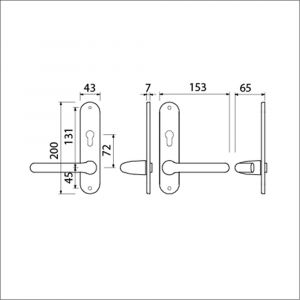 Ami LS 200/1/7-386 kruk-kruk garnituur deurkruk 386 Rota langschild 200/1/7 profielcilinder PC 72 omkeer F1 deurdikte 38-42 mm 500360