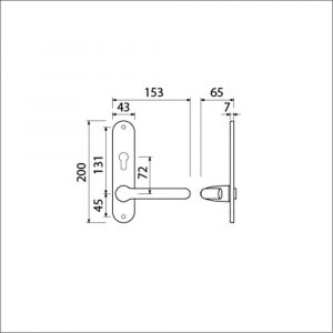 Ami LS 200/1/7-386 kruk-kruk garnituur deurkruk 386 Rota langschild 200/1/7 profielcilinder PC 72 omkeer F1 500362