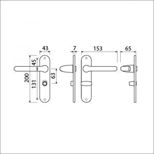 Ami LS 200/1/7-386 kruk-kruk garnituur deurkruk 386 Rota langschild 200/1/7 toilet- en badkamersluiting WC 8x63 F1 deurdikte 38-42 mm 500370